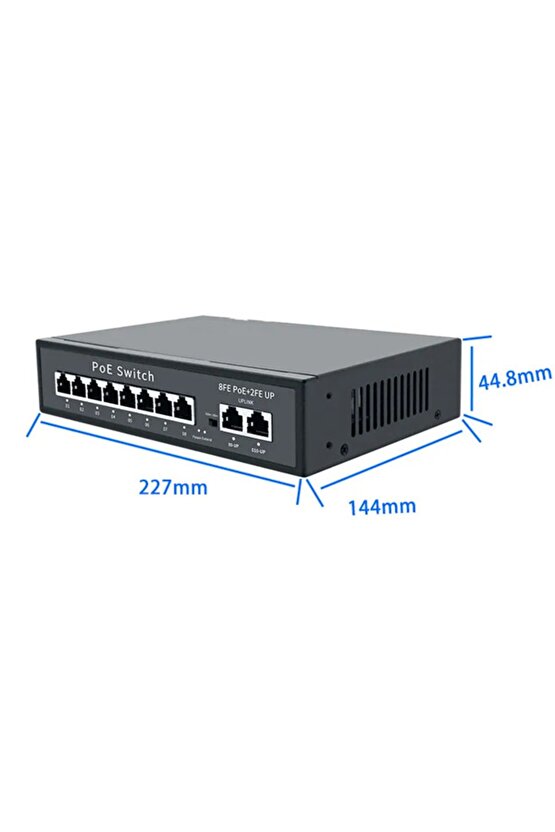 8 Port 10 100 Poe Swıtch 2 Uplınk 100m Ethernet 96w