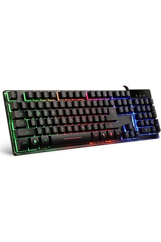 Gmk9 Stalker Warrior Siyah Usb Rainbow Aydınlatmalı Q Rgb Metal Tabanlı Gaming Klavye