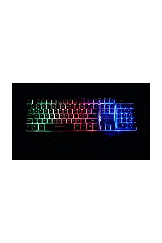 Gmk9 Stalker Warrior Siyah Usb Rainbow Aydınlatmalı Q Rgb Metal Tabanlı Gaming Klavye