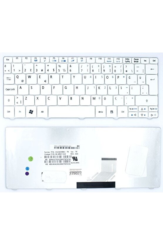 Acer Aspire One AO532,AO532H,AOD532H Notebook Klavye Beyaz TR