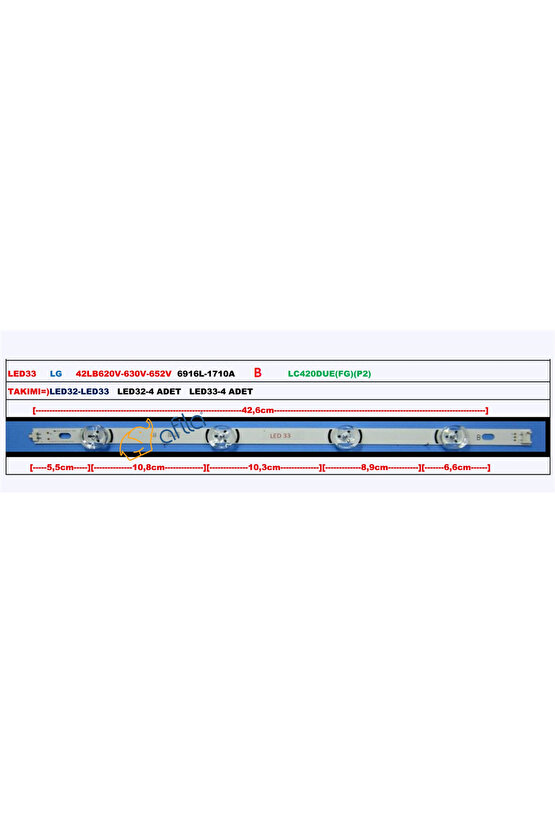 LC420DUE FG P2, 42LB620V, 6916L-1710A, 6916L-1956a, 6916L-1957A, 42LB585V-620V TV LED ÇUBUK ( B )