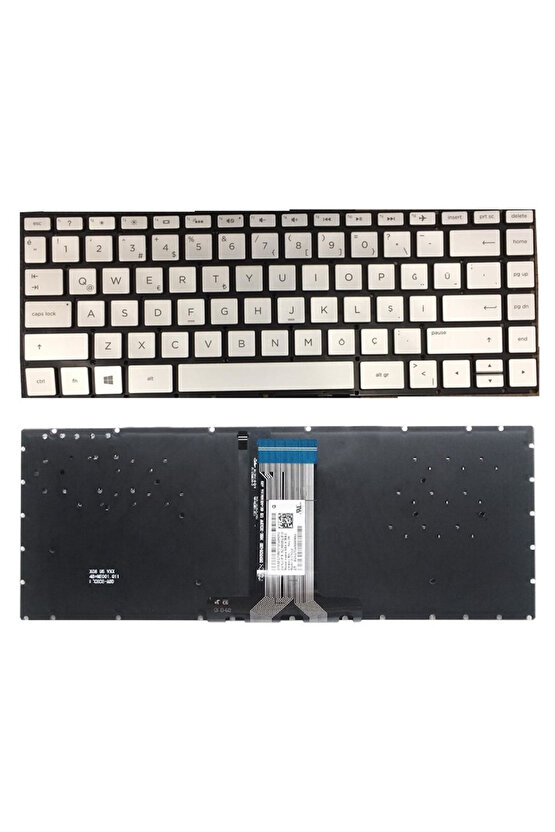 Hp 14s-FQ0034nt 324L7EA11 Notebook Klavyesi (Silver-Gri TR) ışıklı