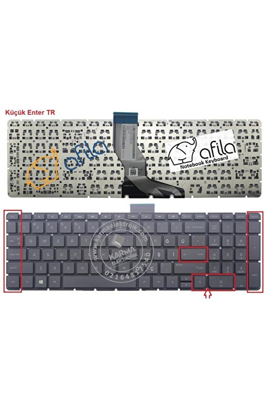 Hp 15-ab 15-au 15-ax 15-ak 15-aw 15-bk Serisi Klavye (siyah Tr) - Küçük Enter Oval Köşeler