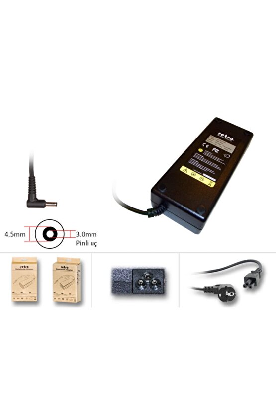 Hp, Dell 19.5v 6.67a (6.7a) Uyumlu 130w 4.5mm\3.0 Mm Adaptör  Rna-dl09