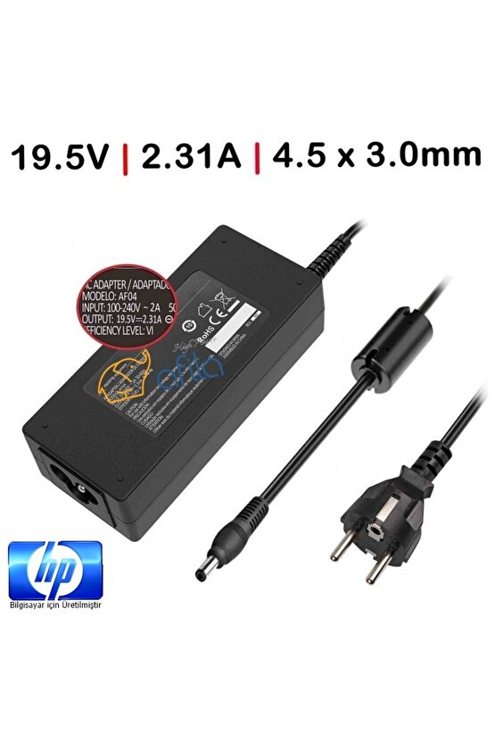 Hp 19.5v 2.31a  4.5*3.0mm Notebook Adaptör 45w Mavi Uc Rna-hc14