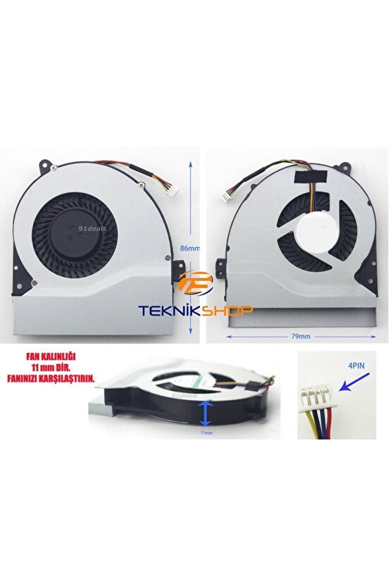 Asus X550c, X550j Serisi Notebook Fan (2.versiyon) Kalın 11mm