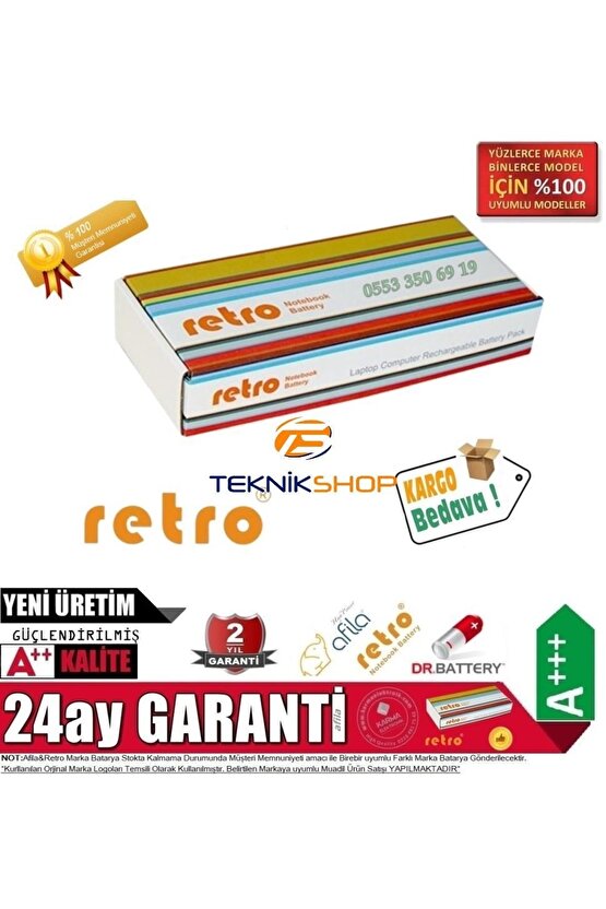 RETRO LA04, F3B96AA Notebook Bataryası - 4 Cell