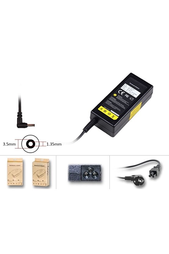 Casper 19V 3.42A 65W 3.5x1.35mm Notebook Adaptörü Casper Nirvana CGA, C16 Ultrabook Serisi (65