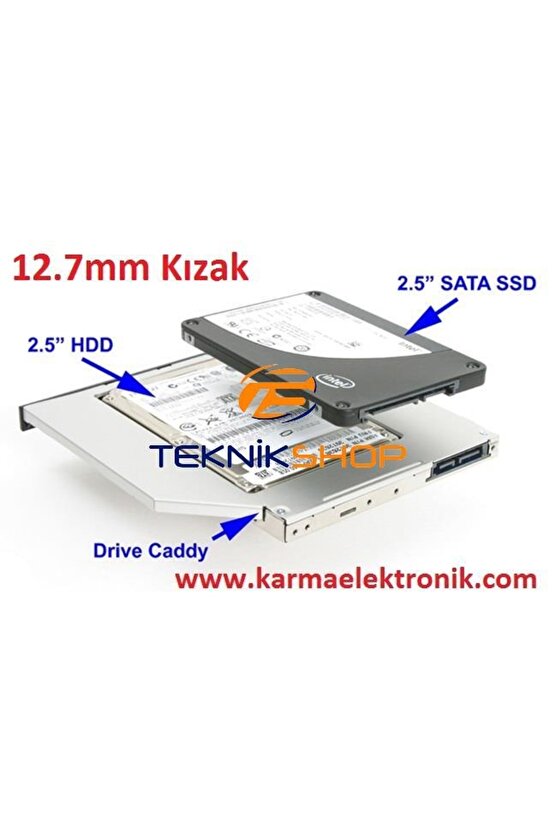 Dvd Den Ikinci Hdd Ssd Kızak 12.5mm 2.harddisk Yeri Ver.2 kalın