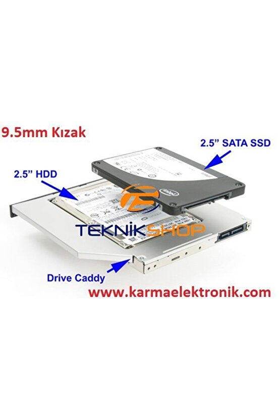 Dvd Den Ikinci Hdd Ssd Kızak 9.5mm 2.harddisk Yeri Ver.1  Ince