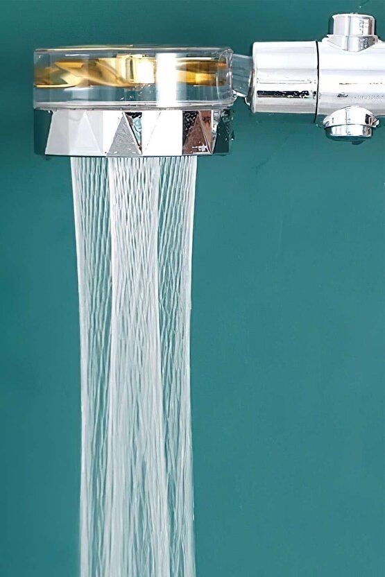 Pervaneli Su Tasarruflu Desenli Su Tazyikli Torbo Duş Başlığı Duş Banyo Seti Duş Hortumu Mafsal Set