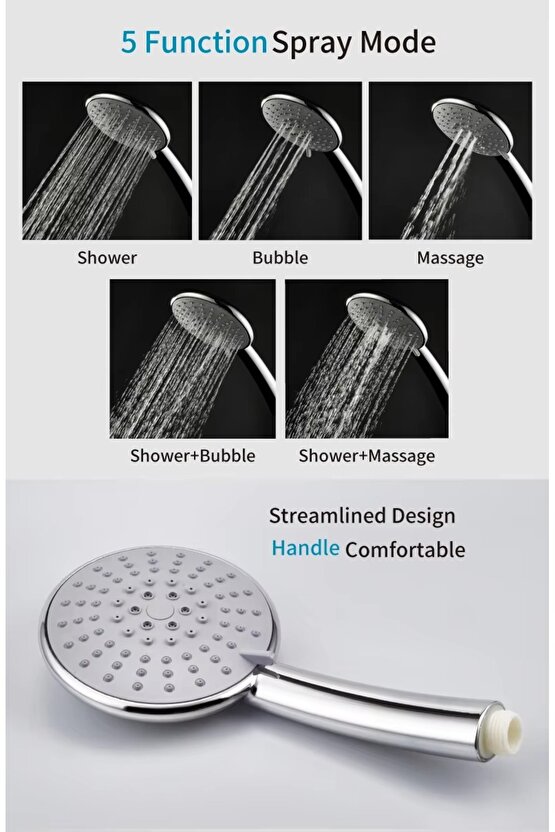 Venüs 3’lü Yüksek Basınçlı 5 Fonksiyonlu Duş Seti Çelik Örgülü Hortumlu