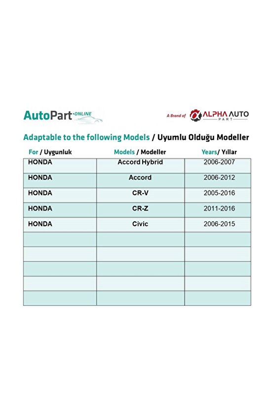 Honda Accord Hybrid CR-V CR-Z Civic için Tampon Klips - 10 Adet