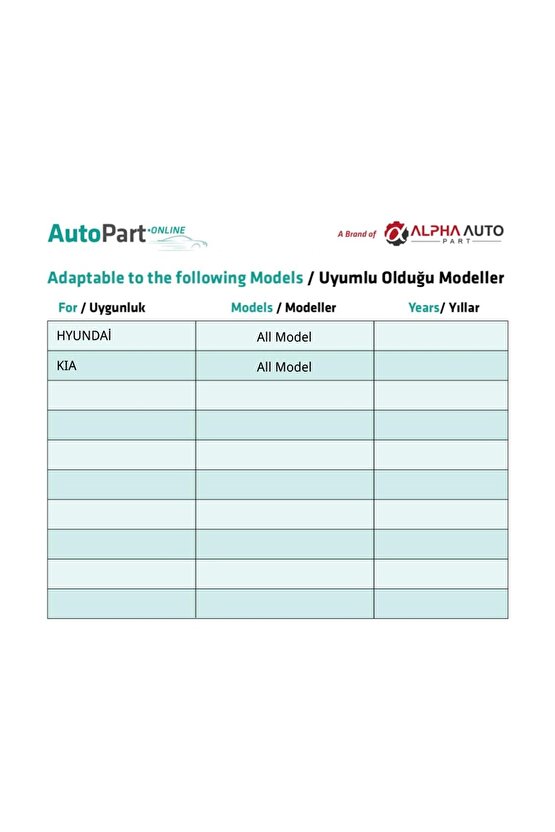 Hyundai Kia için Bağlantı Elemanı Klips 10 Adet