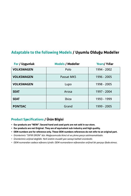 Volkswagen, Audi, Seat Için Ön Kapı Cam Kriko Klips- Sağ-sol-set