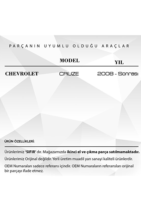 Chevrolet Cruize Için Sustasız Uzaktan Kumanda Anahtar Düğmesi Kabı