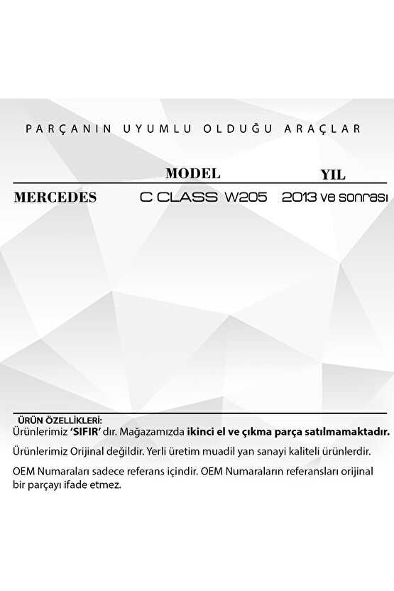 Mercedes C Class W205 Için Sunroof Ayak Tamir Seti