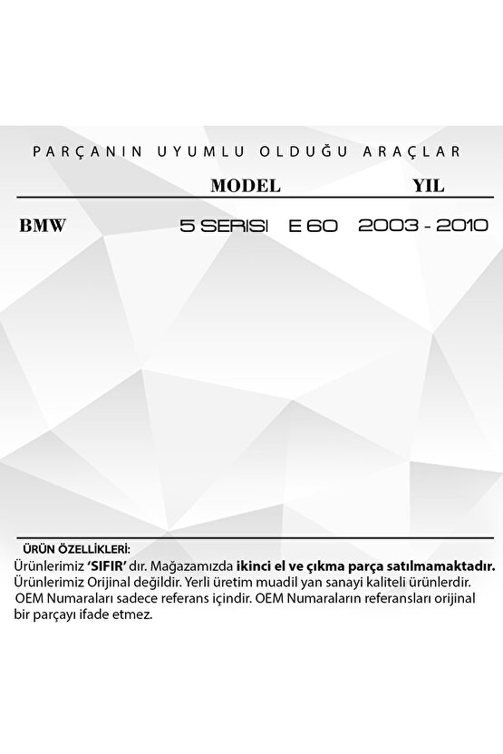 Bmw 5 Serisi E60 Için Sunroof Motor Dişlisi