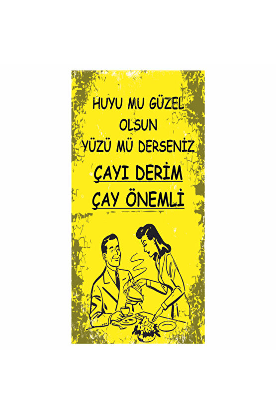 güzel çay sözleri ev mutfak dekorasyon tablo mini retro ahşap poster