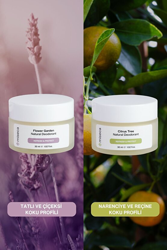 İkili Doğal Deodorant Seti | Flower Garden - Citrus Tree