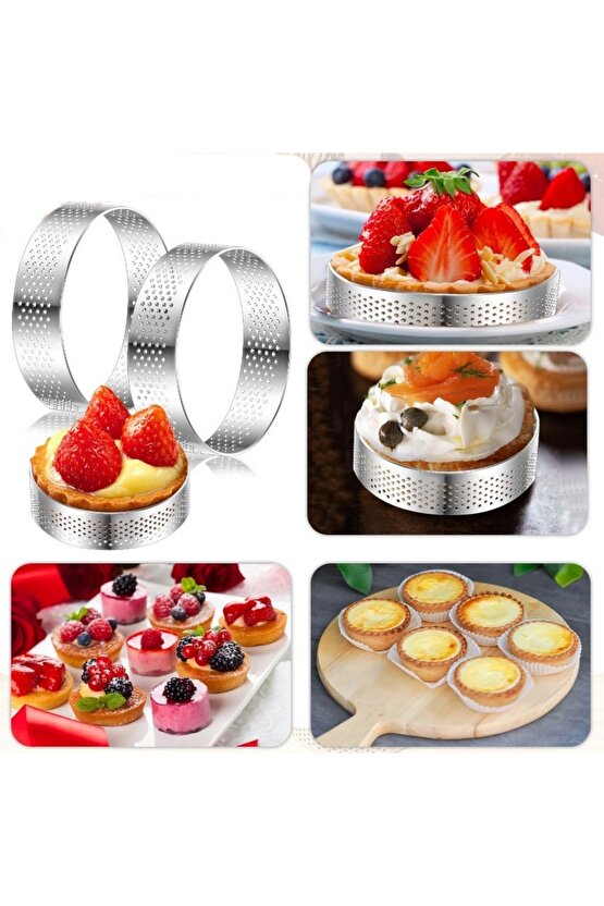 Narkalıp Yuvarlak Delikli Tart Kalıbı Çap 8cm Derinlik 2,5cm 4 Lü