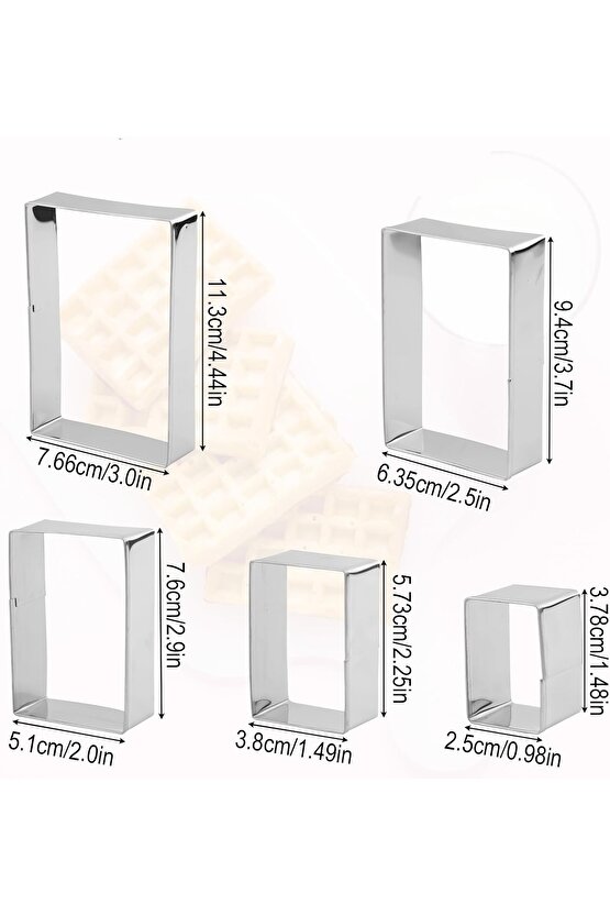 Narkalıp  Dikdörtgen Kurabiye Kalıbı 5 Li