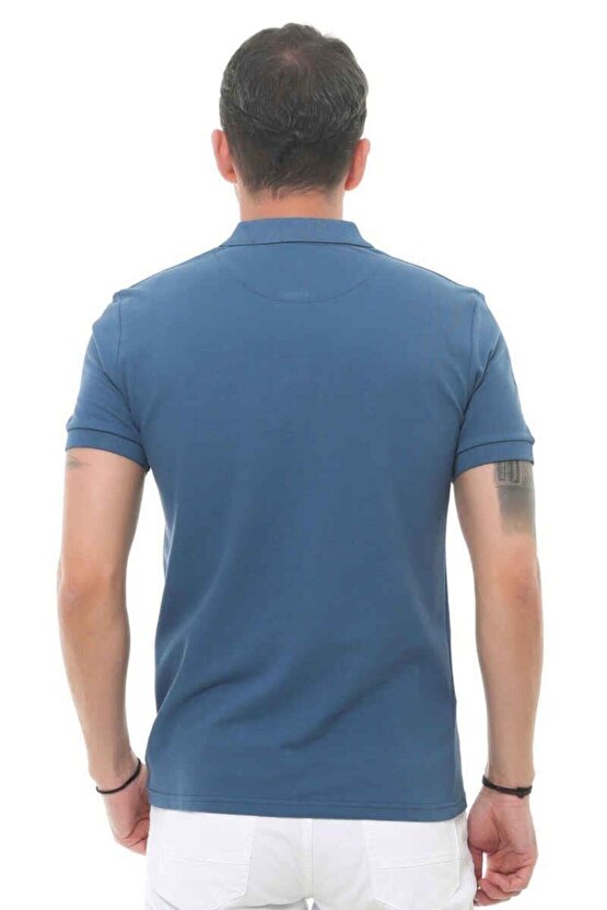 Erkek K Mavi Polo Yaka T-shirt