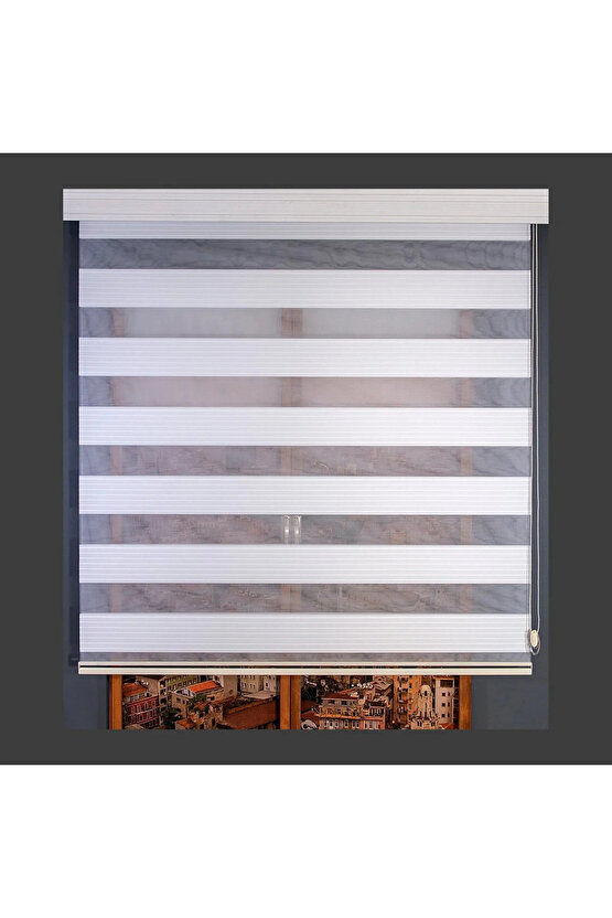 Geniş Plise Beyaz Zebra Perde