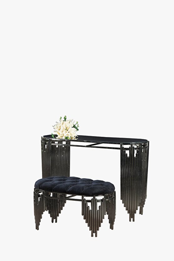 Gümüş Dresuar Puflu Ultr Lak Kaplama Dresuar Puflu