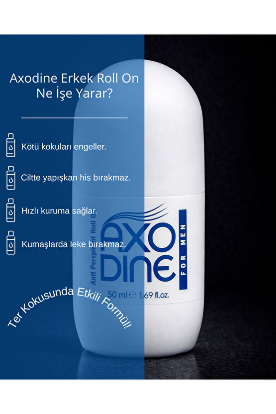 Antiperspirant Erkek Roll On Deodorant Ter Kokusu Önleyici Leke Bırakmayan 50 ml