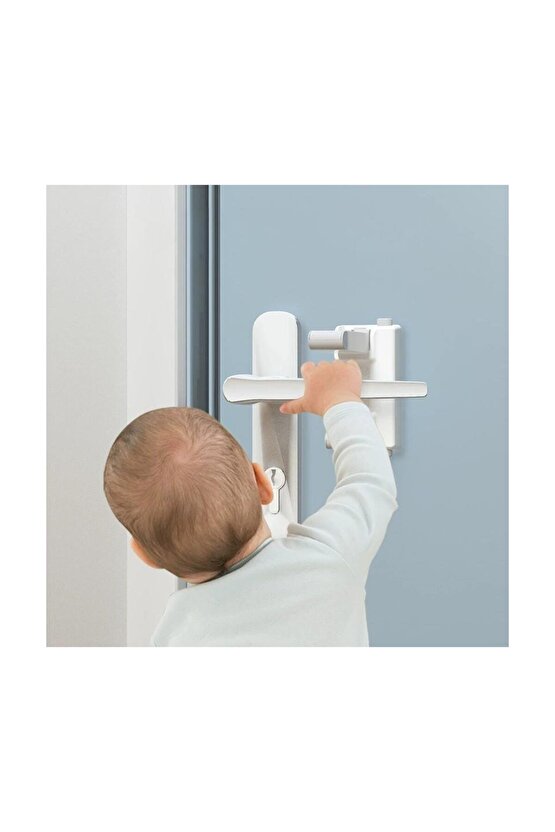 Gri-Beyaz Kapı Kolu Güvenlik Kilidi- Dikey Katlamalı