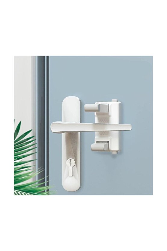 Gri-Beyaz Kapı Kolu Güvenlik Kilidi- Dikey Katlamalı