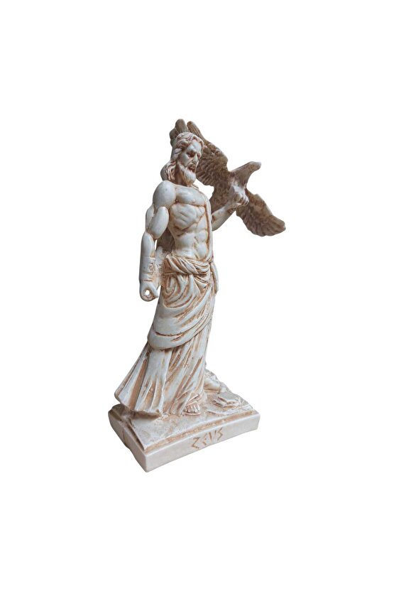 Zeus Heykeli Olympos’un Kralı Mitolojik Dekoratif Biblo Şimşek Efendisi Heykel Hediyelik Obje