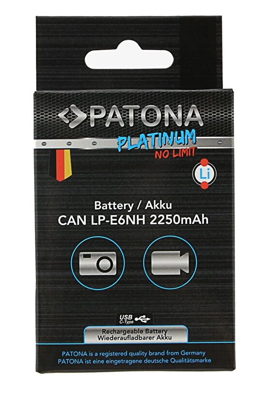 Platinum Canon Lp-e6nh Usb-c Girişli Batarya Pil Uyumlu