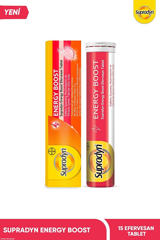 Energy Boost Efervesan Tablet l Kafein, Guarana, Multivitamin ve Mineral