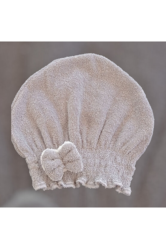 Saç Kurulama Banyo Duş Bonesi – %100 Pamuk , Fiyonklu Siyah