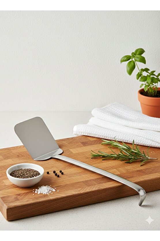 Lüks Metal Servis Spatulası - Parlak Çelik