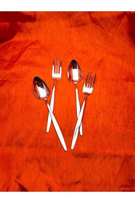24 Parça 12 Kişilik Natural Sivri Yemek Kaşık & Yemek Çatalı