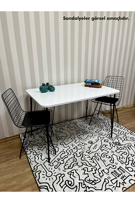 Siyah Metal Ayaklı 60x90beyaz Mutfak-balkon-çalışma Masası