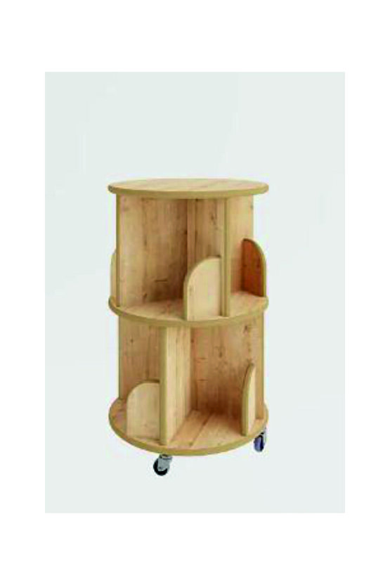 tekerlekli Mdflam Dekoratif 2 Katlı Döner Kitaplık - Beyaz- 71x45 Cm MEŞE