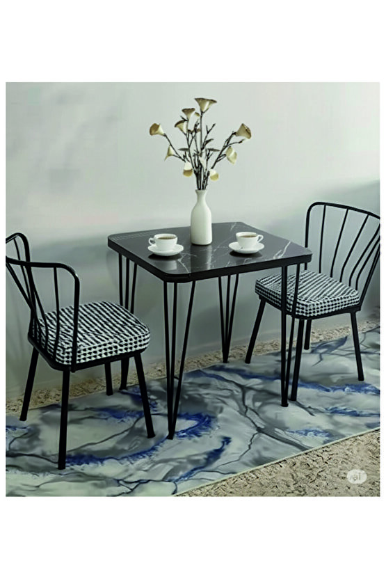 Metal Ayaklı 60x90cm KALINLIKLI (TEK MASA)Balkon Masası- Çalışma Masası -kafe SİYAH MERMER 60X90