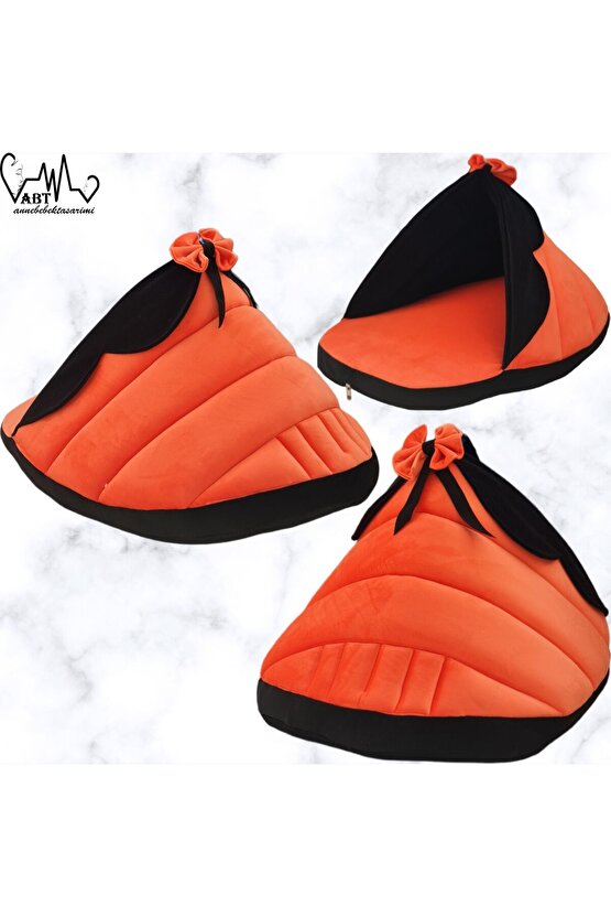 Terlik Tasarımlı Ultra Lüks Şık görünümlü Taytüyü kumaş Kedi Evi ve Yatağı