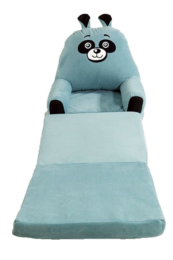 Katlanabilir Bebek-çocuk Koltuğu Sandalye Portatif Yatak Puf Taytüyü Turkuaz Panda