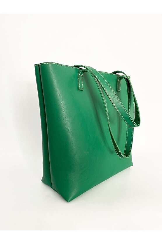 Kadın Yeşil Saplı Büyük Omuz Çantası
