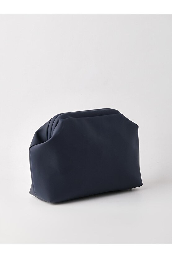 Heybes Kadın Lacivert Vegan Deri Clutch El Çantası