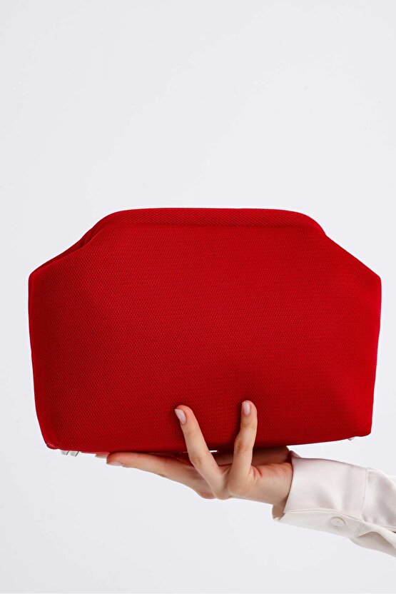 Heybes Kadın Kırmızı Clutch Portföy El Çantası