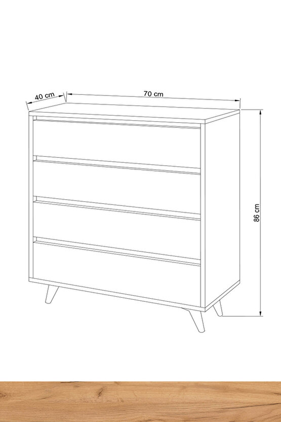 Suvera 4 Çekmeceli Şifonyer MEŞE-BEYAZ