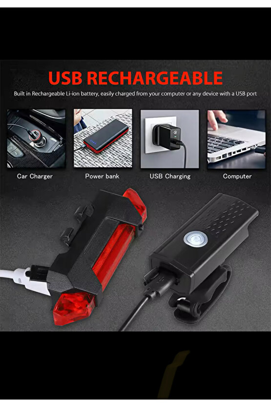 Bisiklet Aydınlatma Seti Fener Ön Arka Far Arka Stop Aydınlatma Işık