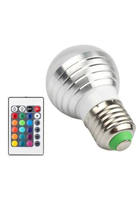 5 Watt Kumandalı Rgb Led Ampul Beyaz Işıklı Dim Edilebilir