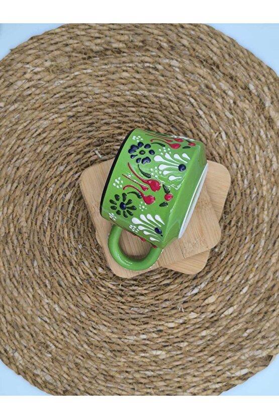 2 Adet Kabartma Desenli El Yapımı Seramik Kupa